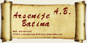 Arsenije Batina vizit kartica